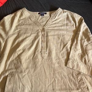 Beige Linen front button dress